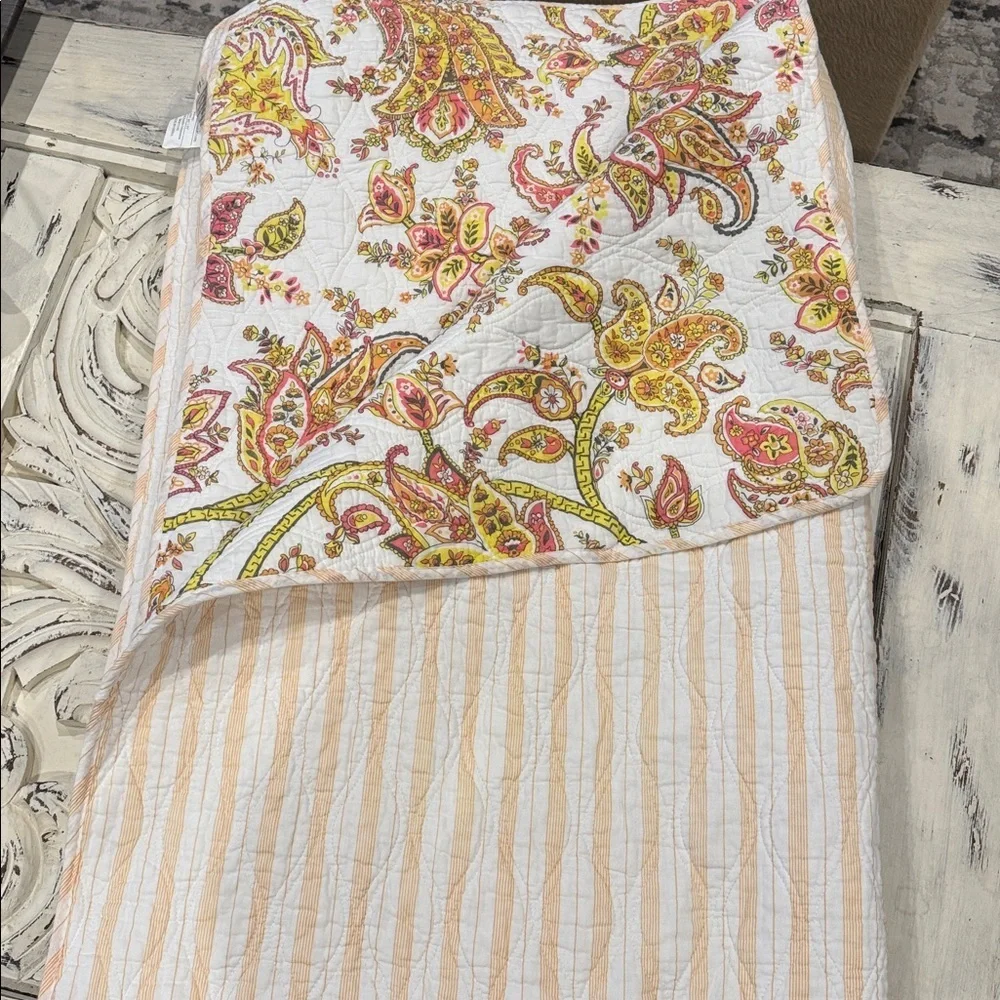 Artisan De Luxe queen size body pillow 88’X 92’ Pink/Yellow Pastels Floral Boho